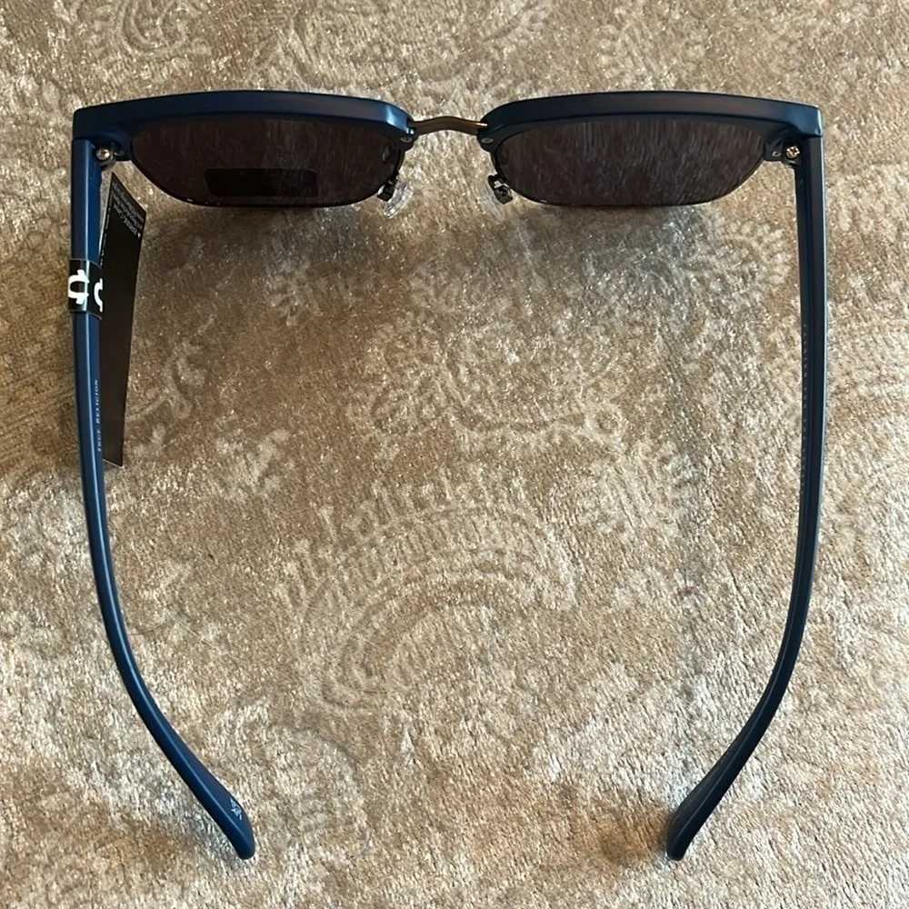Brand New True Religion Clubmaster Classic Square Metal Sunglasses Blue Accent